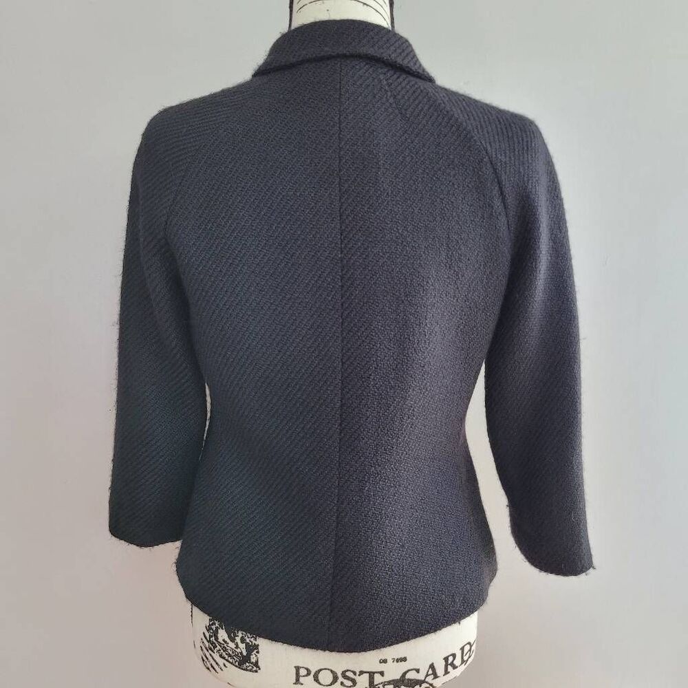 Talbots wool blend black chanel inspired blazer office workwear goth preppy acad - Picture 3 of 12